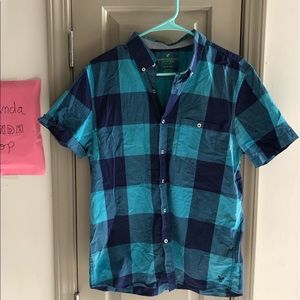 American Eagle checker short-sleeve button down
